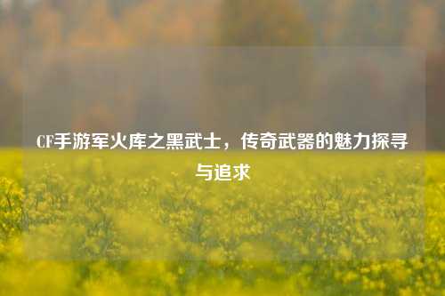 CF手游军火库之黑武士，传奇武器的魅力探寻与追求