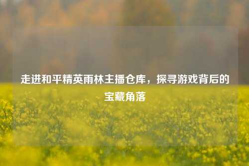 走进和平精英雨林主播仓库,探寻游戏背后的宝藏角落
