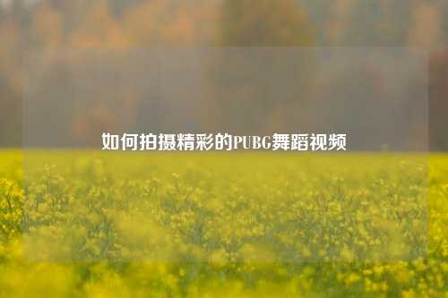 如何拍摄精彩的PUBG舞蹈视频