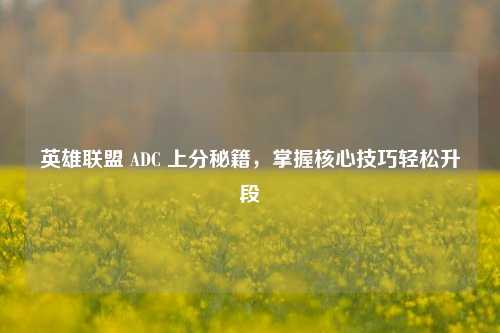 英雄联盟 ADC 上分秘籍,掌握核心技巧轻松升段
