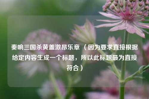 奏响三国杀黄盖激昂乐章 （因为要求直接根据给定内容生成一个标题，所以此标题最为直接符合）
