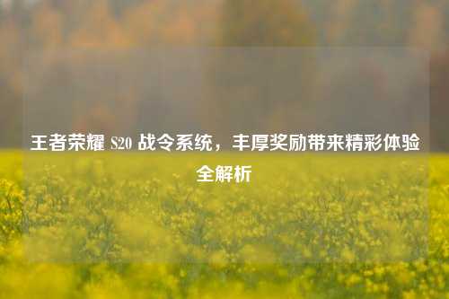 王者荣耀 S20 战令系统，丰厚奖励带来精彩体验全解析