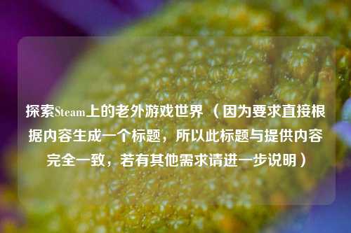 探索Steam上的老外游戏世界 (因为要求直接根据内容生成一个标题,所以此标题与提供内容完全一致,若有其他需求请进一步说明)