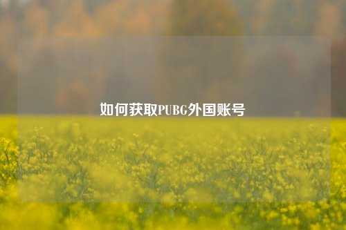 如何获取PUBG外国账号