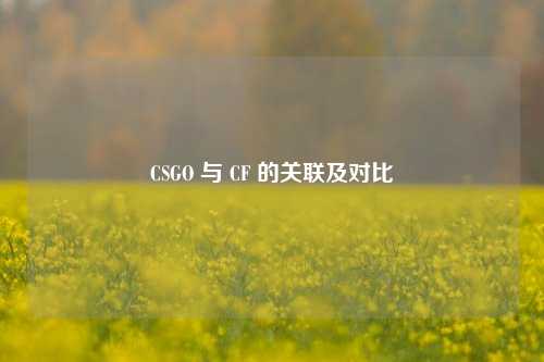 CSGO 与 CF 的关联及对比