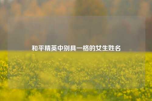 和平精英中别具一格的女生姓名