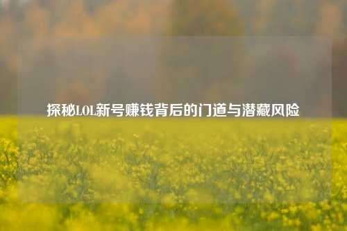 探秘LOL新号赚钱背后的门道与潜藏风险