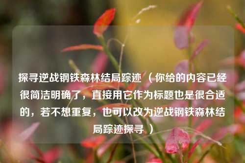 探寻逆战钢铁森林结局踪迹 （你给的内容已经很简洁明确了，直接用它作为标题也是很合适的，若不想重复，也可以改为逆战钢铁森林结局踪迹探寻 ）