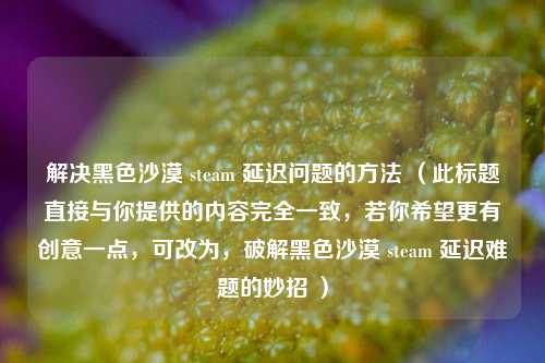 解决黑色沙漠 steam 延迟问题的方法 （此标题直接与你提供的内容完全一致，若你希望更有创意一点，可改为，破解黑色沙漠 steam 延迟难题的妙招 ）