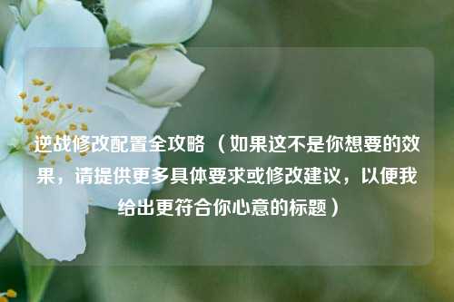 逆战修改配置全攻略 (如果这不是你想要的效果,请提供更多具体要求或修改建议,以便我给出更符合你心意的标题)