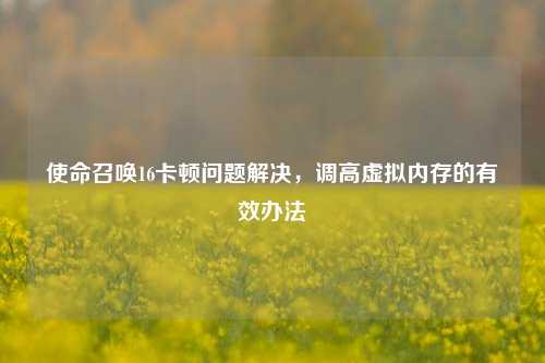 使命召唤16卡顿问题解决，调高虚拟内存的有效办法