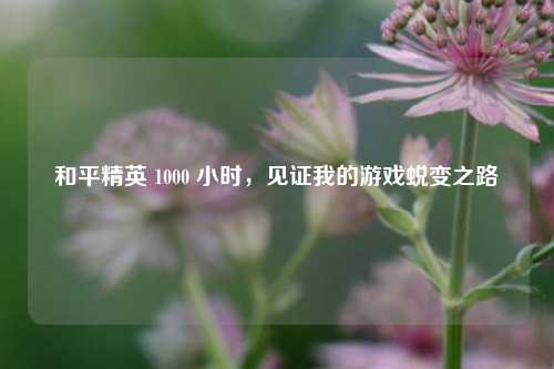 和平精英 1000 小时，见证我的游戏蜕变之路