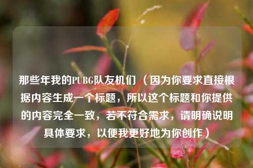 那些年我的PUBG队友机们 （因为你要求直接根据内容生成一个标题，所以这个标题和你提供的内容完全一致，若不符合需求，请明确说明具体要求，以便我更好地为你创作）
