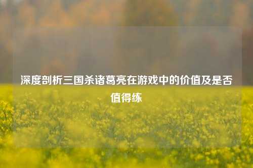 深度剖析三国杀诸葛亮在游戏中的价值及是否值得练