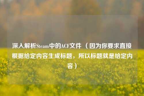 深入解析Steam中的ACF文件 （因为你要求直接根据给定内容生成标题，所以标题就是给定内容）