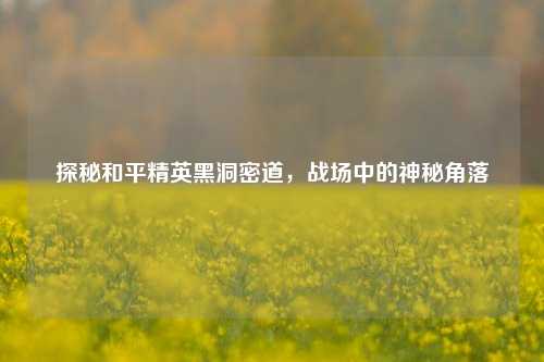 探秘和平精英黑洞密道，战场中的神秘角落