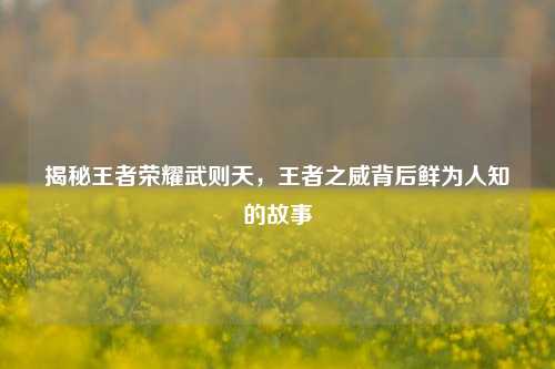 揭秘王者荣耀武则天，王者之威背后鲜为人知的故事