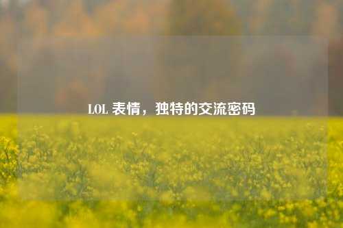 LOL 表情，独特的交流密码