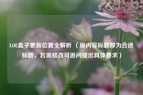 LOL盒子更新位置全解析 （原内容标题即为合适标题，若需修改可追问提出具体要求）