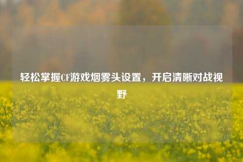 轻松掌握CF游戏烟雾头设置，开启清晰对战视野