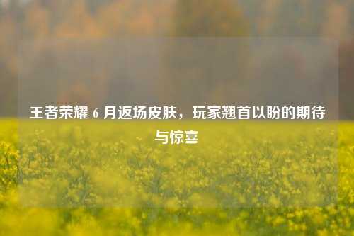 王者荣耀 6 月返场皮肤，玩家翘首以盼的期待与惊喜