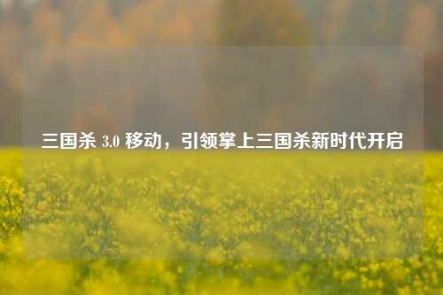 三国杀 3.0 移动，引领掌上三国杀新时代开启