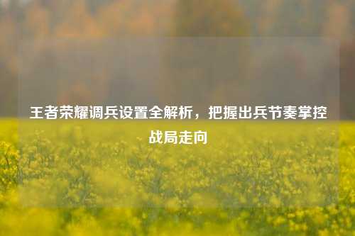 王者荣耀调兵设置全解析,把握出兵节奏掌控战局走向