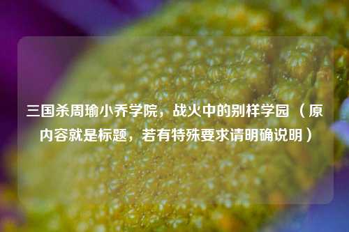 三国杀周瑜小乔学院，战火中的别样学园 （原内容就是标题，若有特殊要求请明确说明）