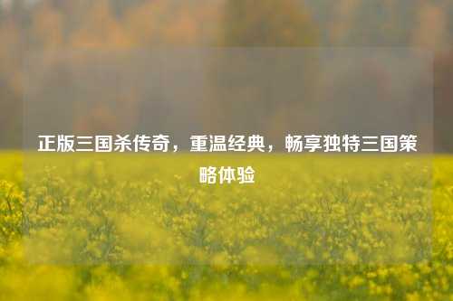 正版三国杀传奇,重温经典,畅享独特三国策略体验