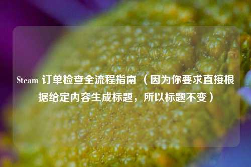 Steam 订单检查全流程指南 (因为你要求直接根据给定内容生成标题,所以标题不变)
