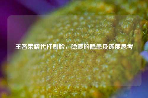 王者荣耀代打刷脸，隐藏的隐患及深度思考