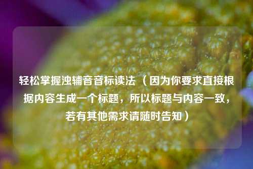 轻松掌握浊辅音音标读法 （因为你要求直接根据内容生成一个标题，所以标题与内容一致，若有其他需求请随时告知）