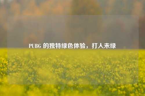 PUBG 的独特绿色体验，打人未绿