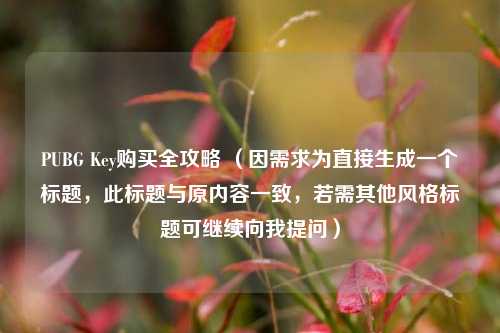 PUBG Key购买全攻略 (因需求为直接生成一个标题,此标题与原内容一致,若需其他风格标题可继续向我提问)