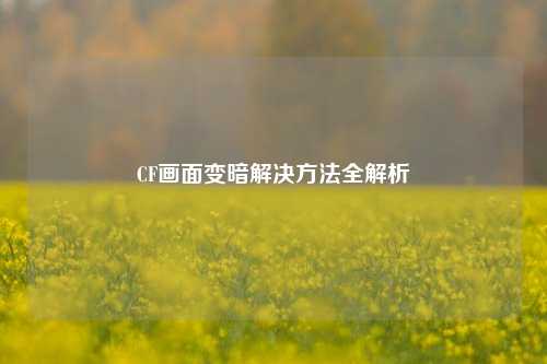 CF画面变暗解决方法全解析