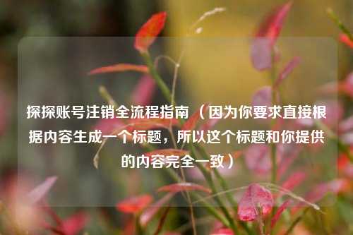 探探账号注销全流程指南 (因为你要求直接根据内容生成一个标题,所以这个标题和你提供的内容完全一致)