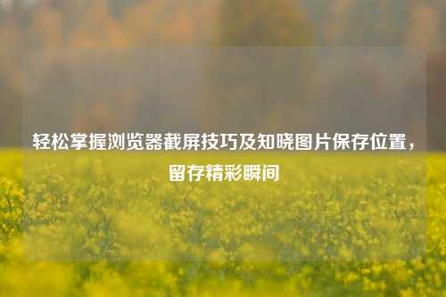 轻松掌握浏览器截屏技巧及知晓图片保存位置，留存精彩瞬间