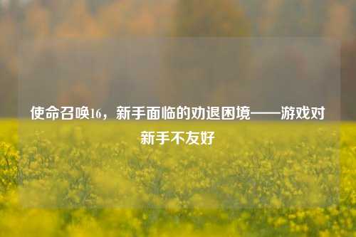 使命召唤16,新手面临的劝退困境——游戏对新手不友好
