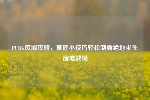 PUBG废墟攻略，掌握小技巧轻松制霸绝地求生废墟战场