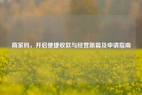 商家码，开启便捷收款与经营新篇及申请指南