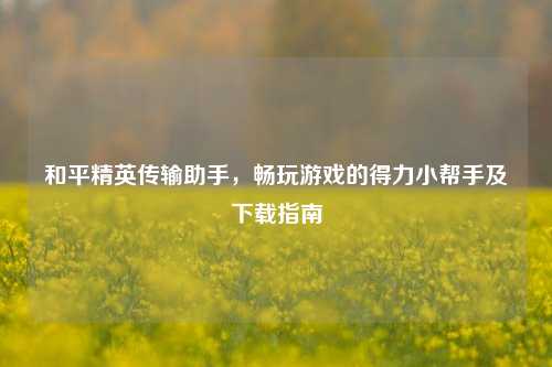 和平精英传输助手，畅玩游戏的得力小帮手及下载指南