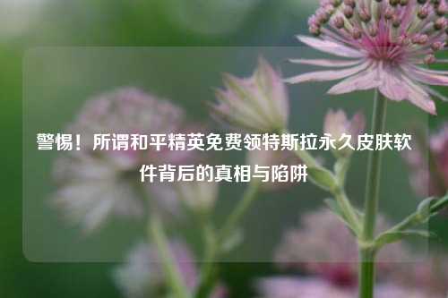 警惕!所谓和平精英免费领特斯拉永久皮肤软件背后的真相与陷阱