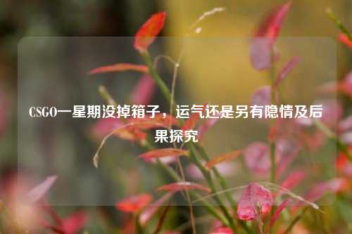 CSGO一星期没掉箱子,运气还是另有隐情及后果探究