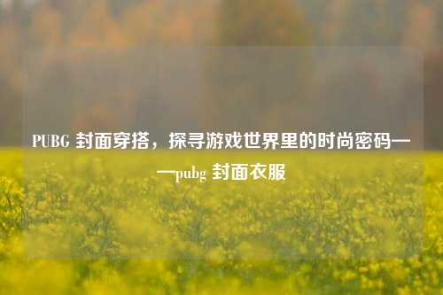 PUBG 封面穿搭，探寻游戏世界里的时尚密码——pubg 封面衣服