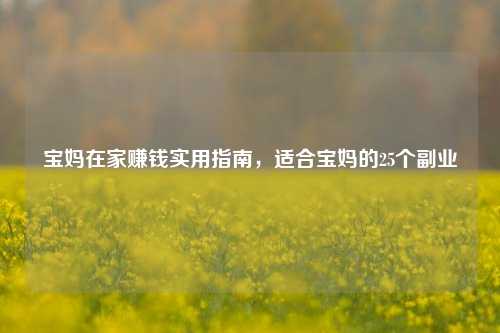 宝妈在家赚钱实用指南，适合宝妈的25个副业