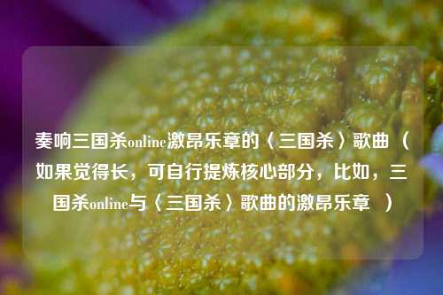 奏响三国杀online激昂乐章的〈三国杀〉歌曲 （如果觉得长，可自行提炼核心部分，比如，三国杀online与〈三国杀〉歌曲的激昂乐章  ）