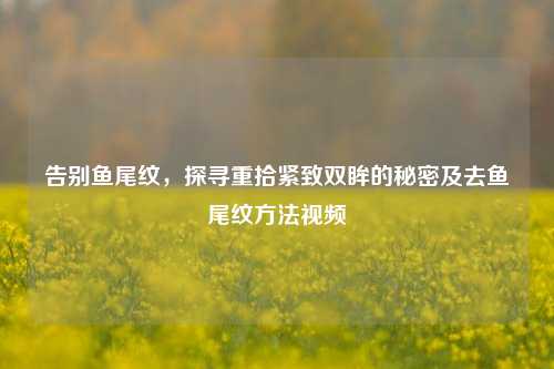 告别鱼尾纹，探寻重拾紧致双眸的秘密及去鱼尾纹方法视频
