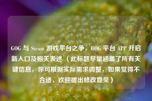 GOG 与 Steam 游戏平台之争,GOG 平台 APP 开启新入口及相关表述 (此标题尽量涵盖了所有关键信息,你可根据实际需求调整,如果觉得不合适,欢迎提出修改意见)