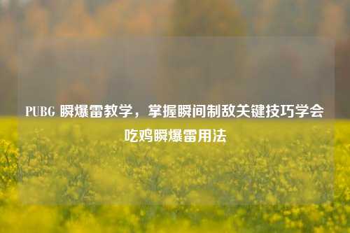PUBG 瞬爆雷教学，掌握瞬间制敌关键技巧学会吃鸡瞬爆雷用法