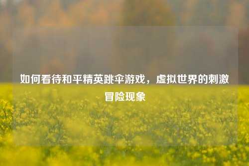 如何看待和平精英跳伞游戏,虚拟世界的刺激冒险现象